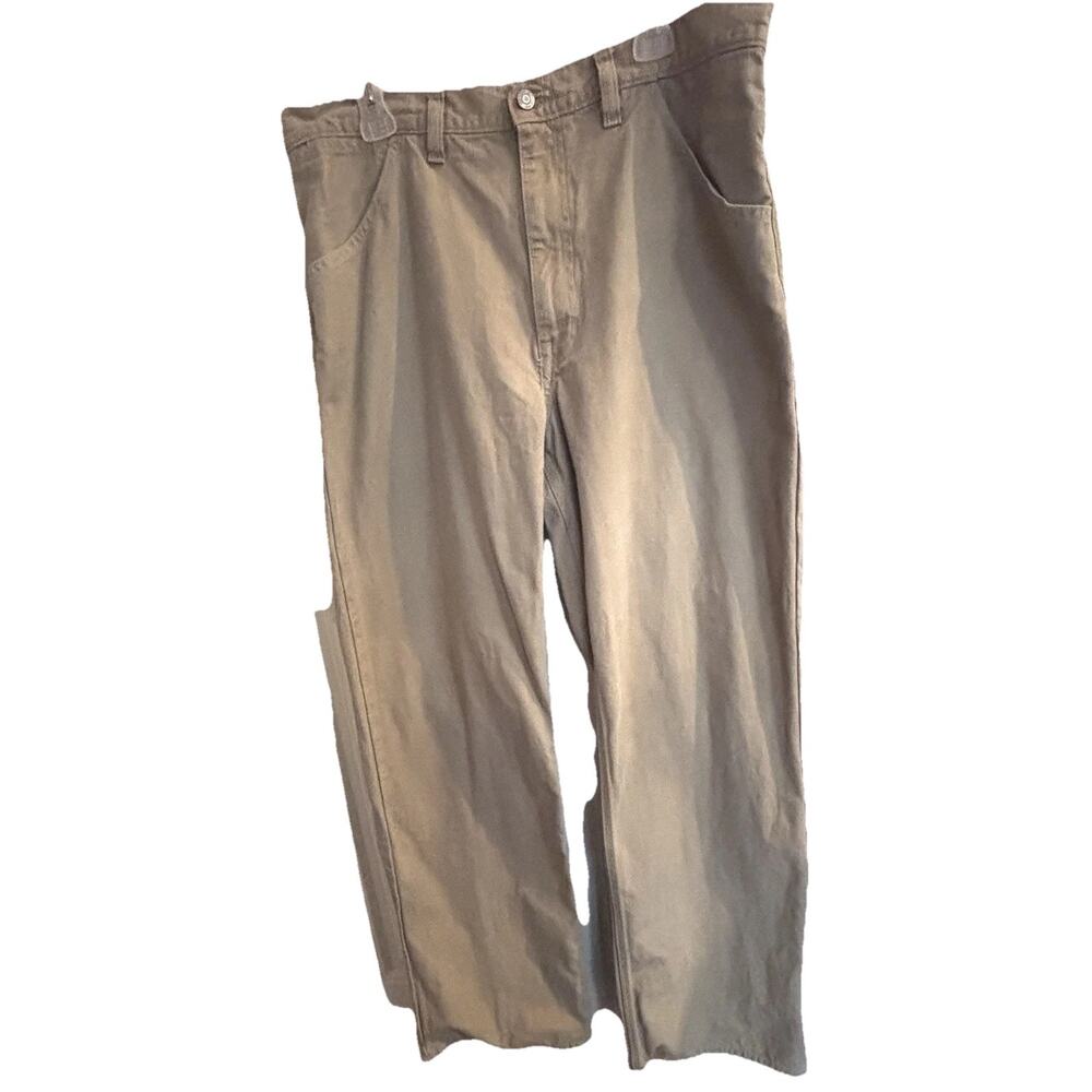 Vintage Gap Men’s Worker Jeans Khaki Cotton Linen 36x32 Construction Outdoors